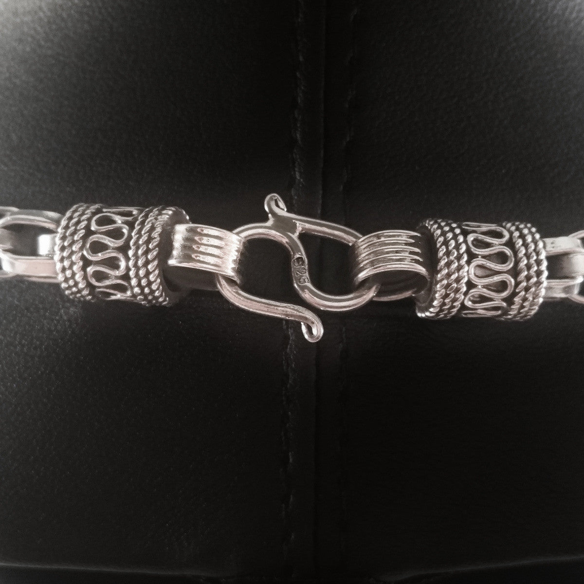 MEN'S 47 CM GENUINE STERLING SILVER ROPE LINK CHAIN CHOKER NECKLACE.