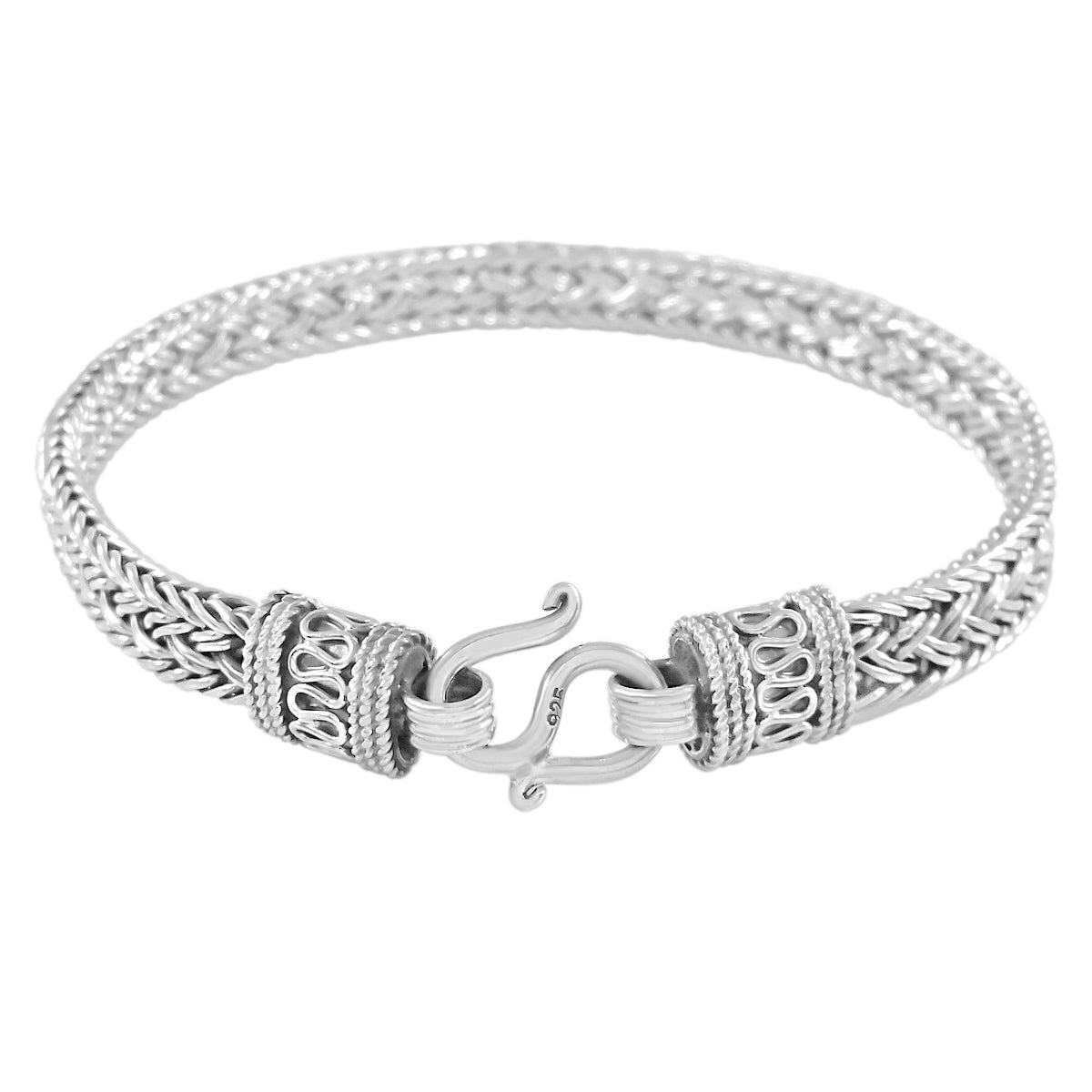 925 HANDMADE STERLING SILVER ROPE LINK CHAIN MEN'S BRACELET 6.70MM.