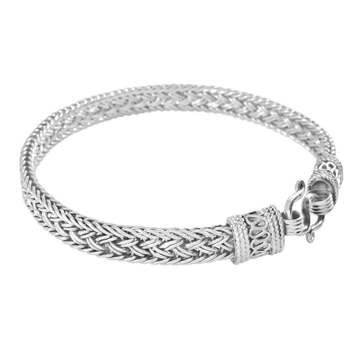 925 HANDMADE STERLING SILVER ROPE LINK CHAIN MEN'S BRACELET 6.70MM.