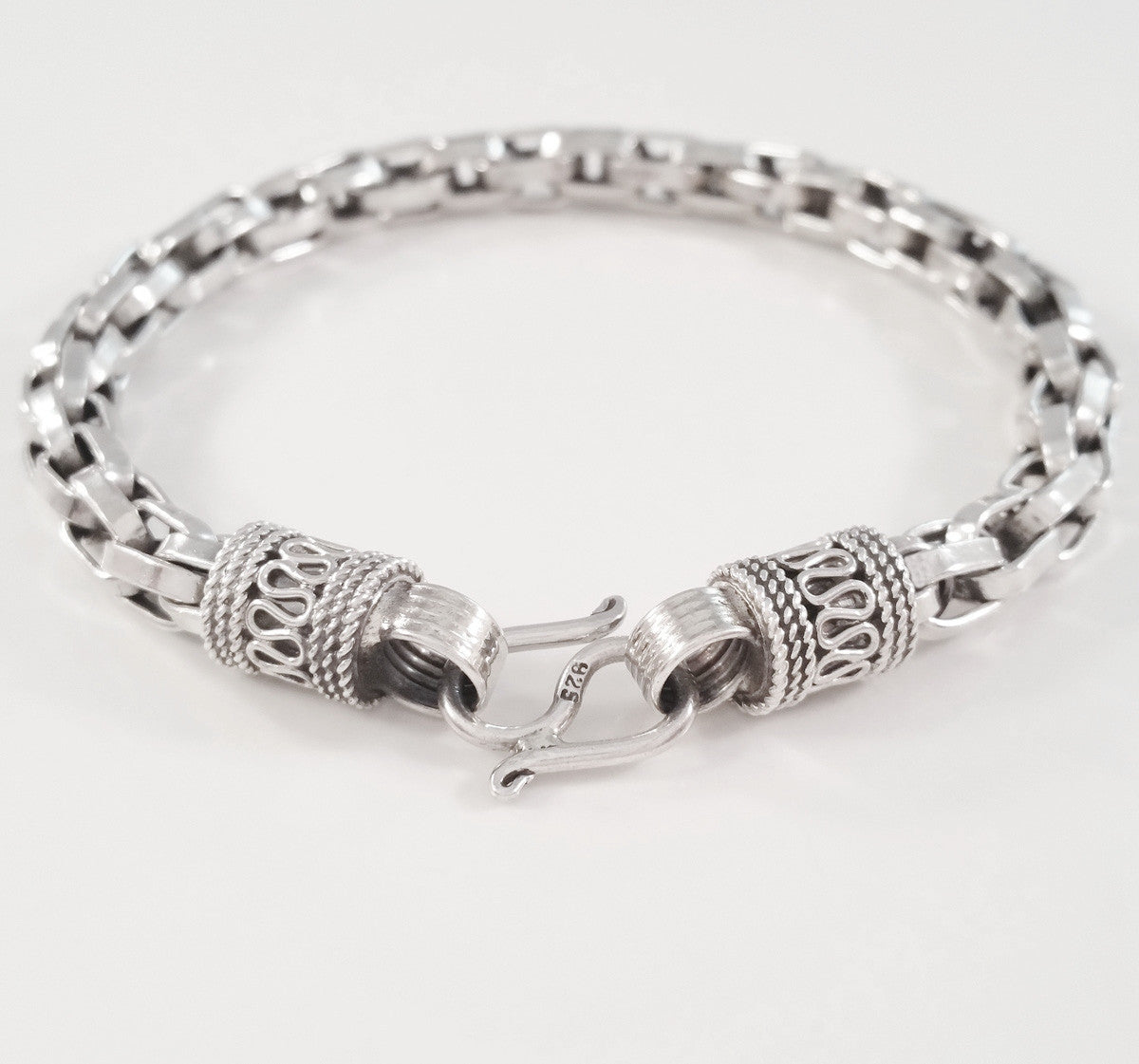 925 HANDMADE STERLING SILVER ROPE LINK CHAIN MEN'S BRACELET 6.80MM.