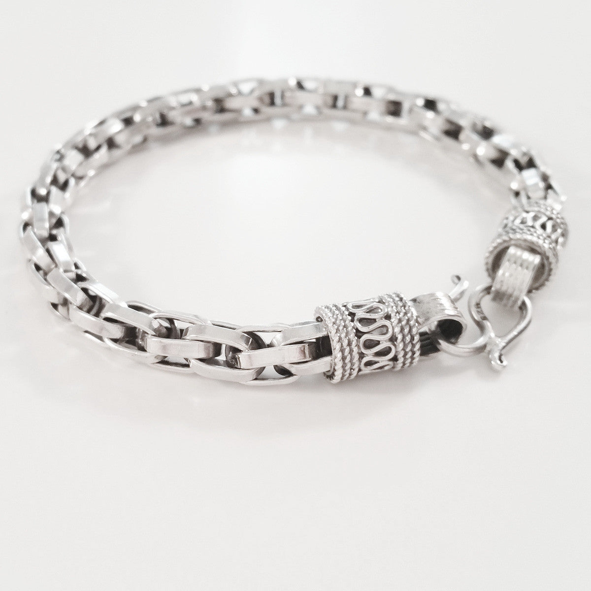 925 HANDMADE STERLING SILVER ROPE LINK CHAIN MEN'S BRACELET 6.80MM.