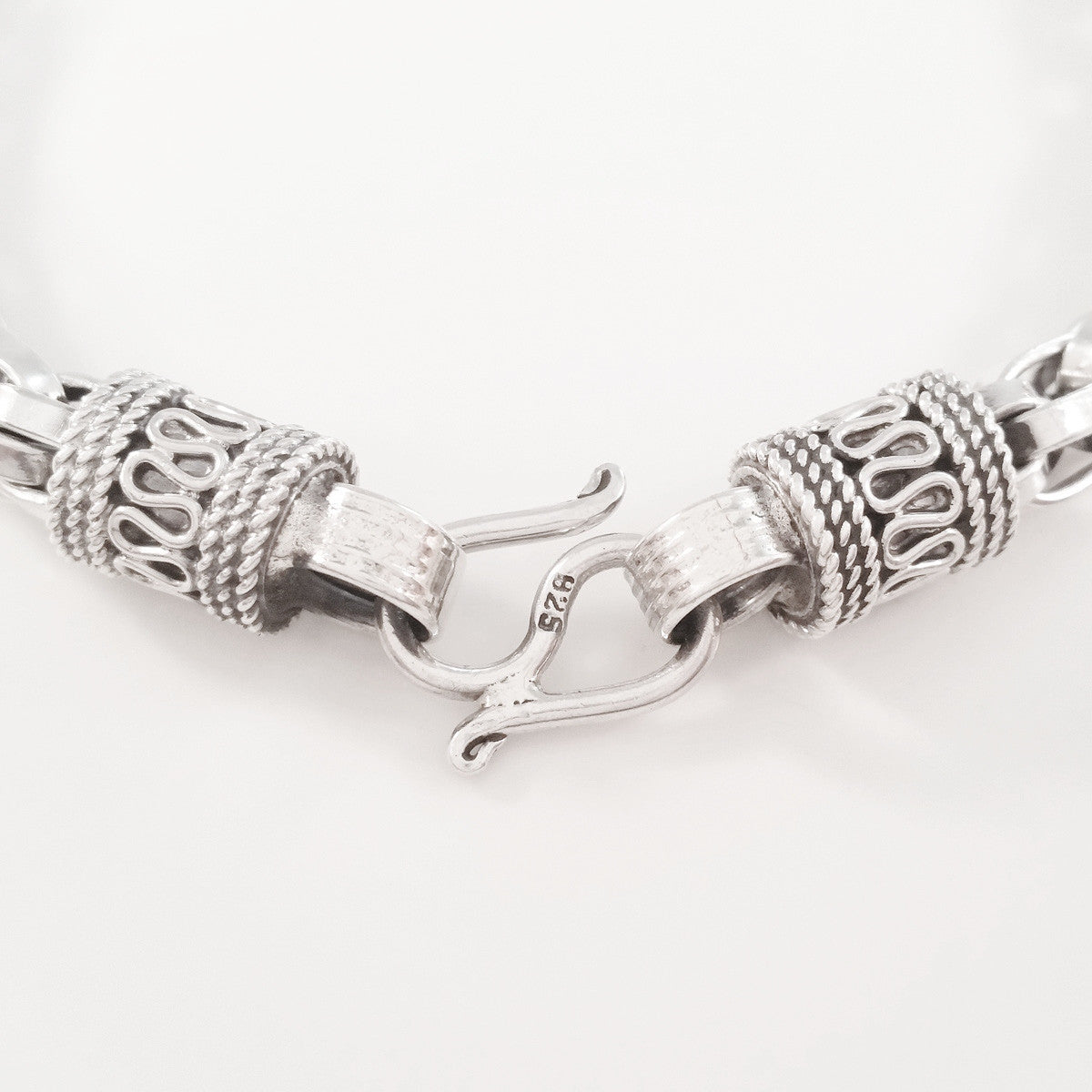 925 HANDMADE STERLING SILVER ROPE LINK CHAIN MEN'S BRACELET 6.80MM.