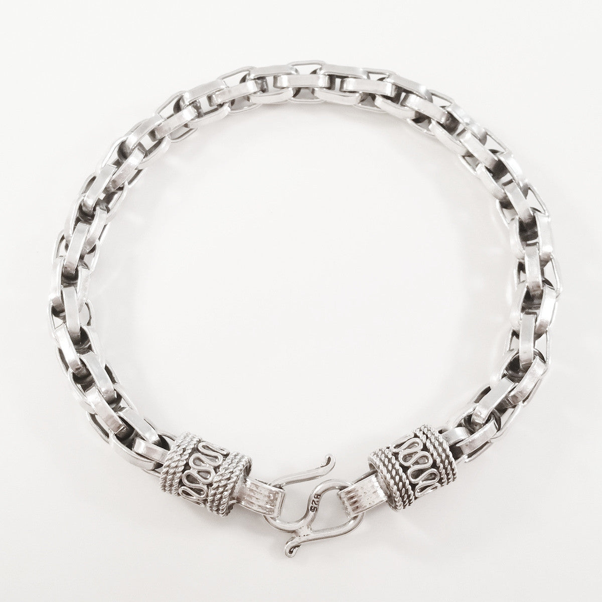 925 HANDMADE STERLING SILVER ROPE LINK CHAIN MEN'S BRACELET 6.80MM.