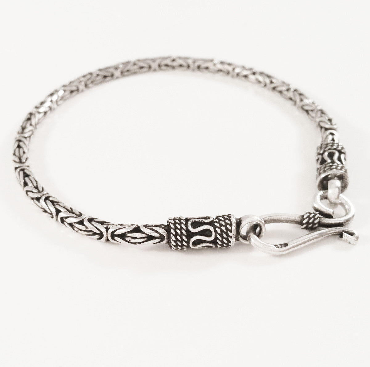 925 HANDMADE STERLING SILVER ROPE LINK CHAIN MEN'S BRACELET 3.00MM.