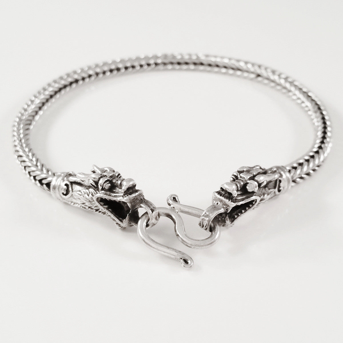925 HANDMADE DRAGON HEAD STERLING SILVER ROPE LINK CHAIN MEN'S BRACELET 3.50MM.