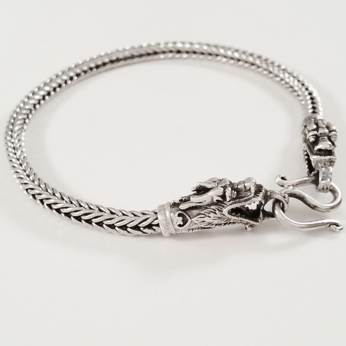 925 HANDMADE DRAGON HEAD STERLING SILVER ROPE LINK CHAIN MEN'S BRACELET 3.50MM.