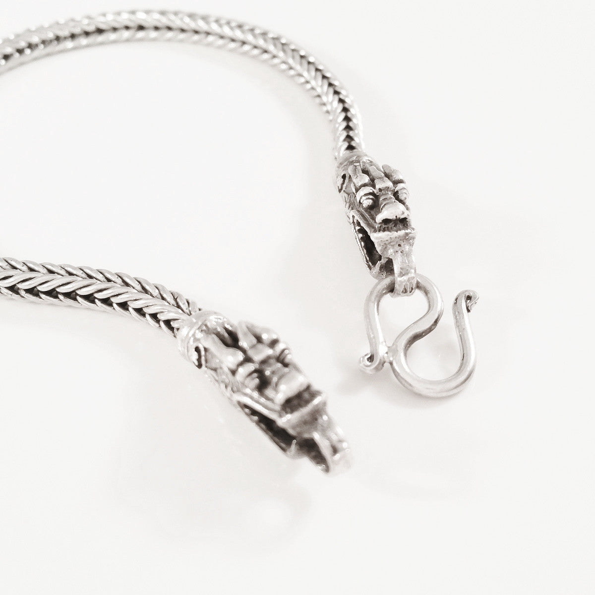 925 HANDMADE DRAGON HEAD STERLING SILVER ROPE LINK CHAIN MEN'S BRACELET 3.50MM.
