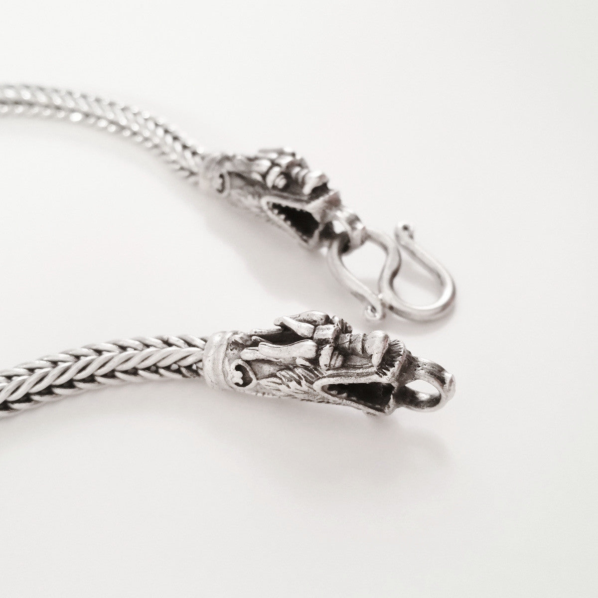 925 HANDMADE DRAGON HEAD STERLING SILVER ROPE LINK CHAIN MEN'S BRACELET 3.50MM.