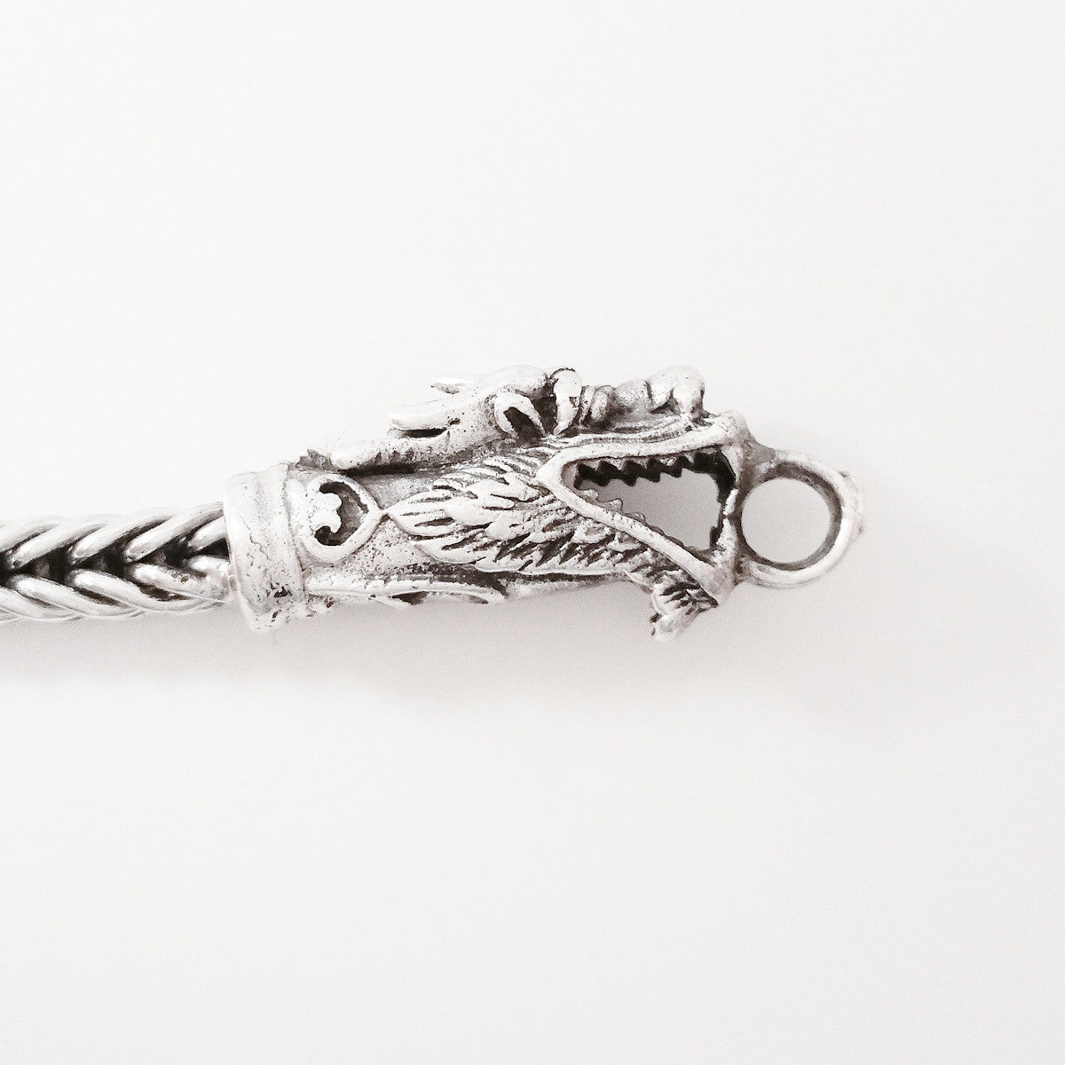 925 HANDMADE DRAGON HEAD STERLING SILVER ROPE LINK CHAIN MEN'S BRACELET 3.50MM.