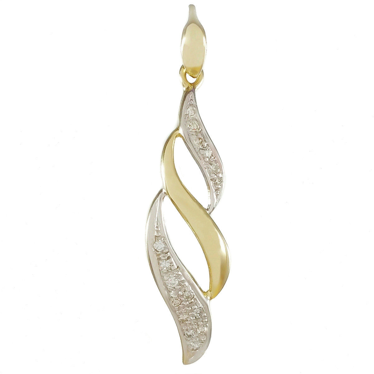 9K SOLID GOLD ELEGANT DESIGN PENDANT WITH 16 DIAMONDS.
