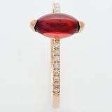 9K SOLID ROSE GOLD 1.02CT NATURAL MARQUISE GARNET RING WITH 16 DIAMONDS.