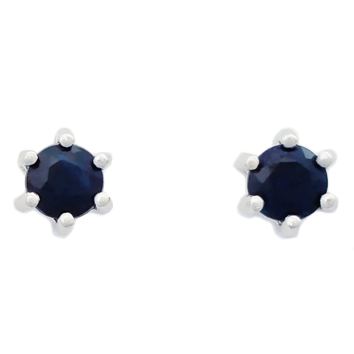 9K SOLID WHITE GOLD 0.30CT NATURAL SAPPHIRE CLASSIC STUD EARRINGS.