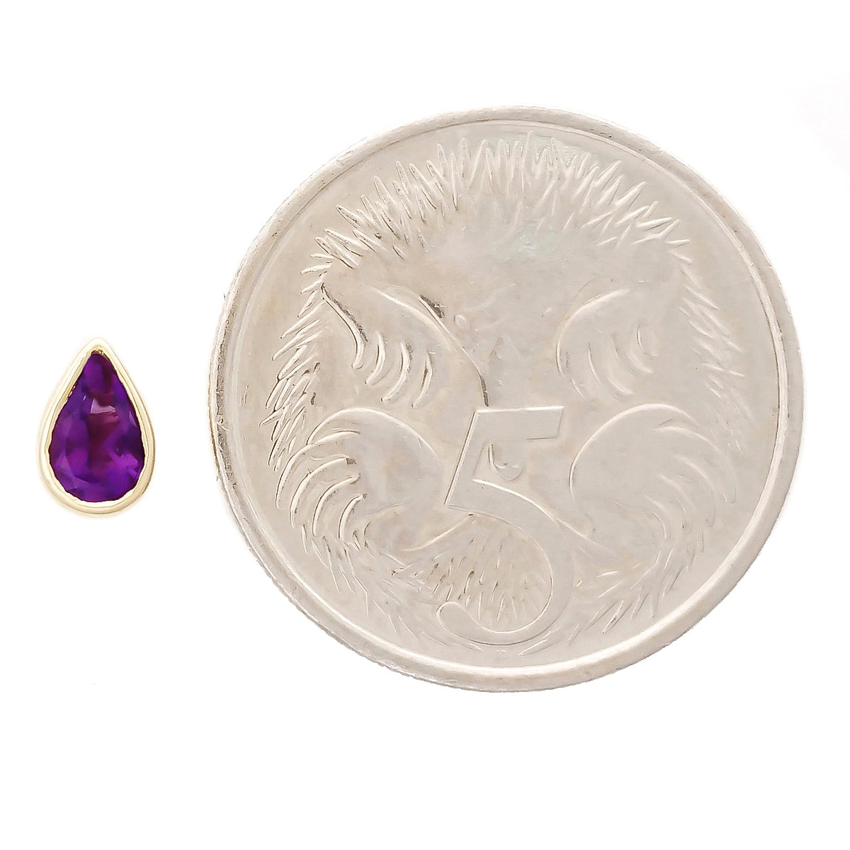 9K SOLID GOLD 0.40CT NATURAL PURPLE AMETHYST TEARDROP STUD EARRINGS.