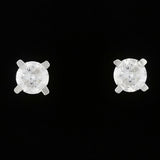 9K SOLID WHITE GOLD 0.20CT NATURAL DIAMOND CLASSIC STUD EARRINGS.