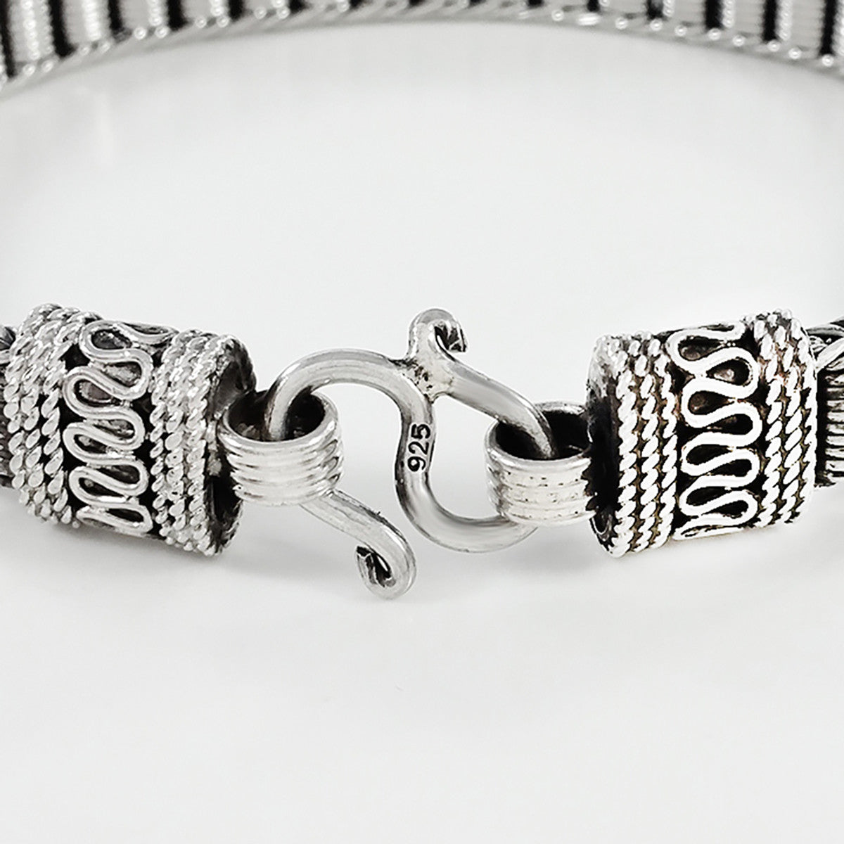 925 HANDMADE STERLING SILVER ROPE LINK CHAIN MEN'S BRACELET 8.60 mm.