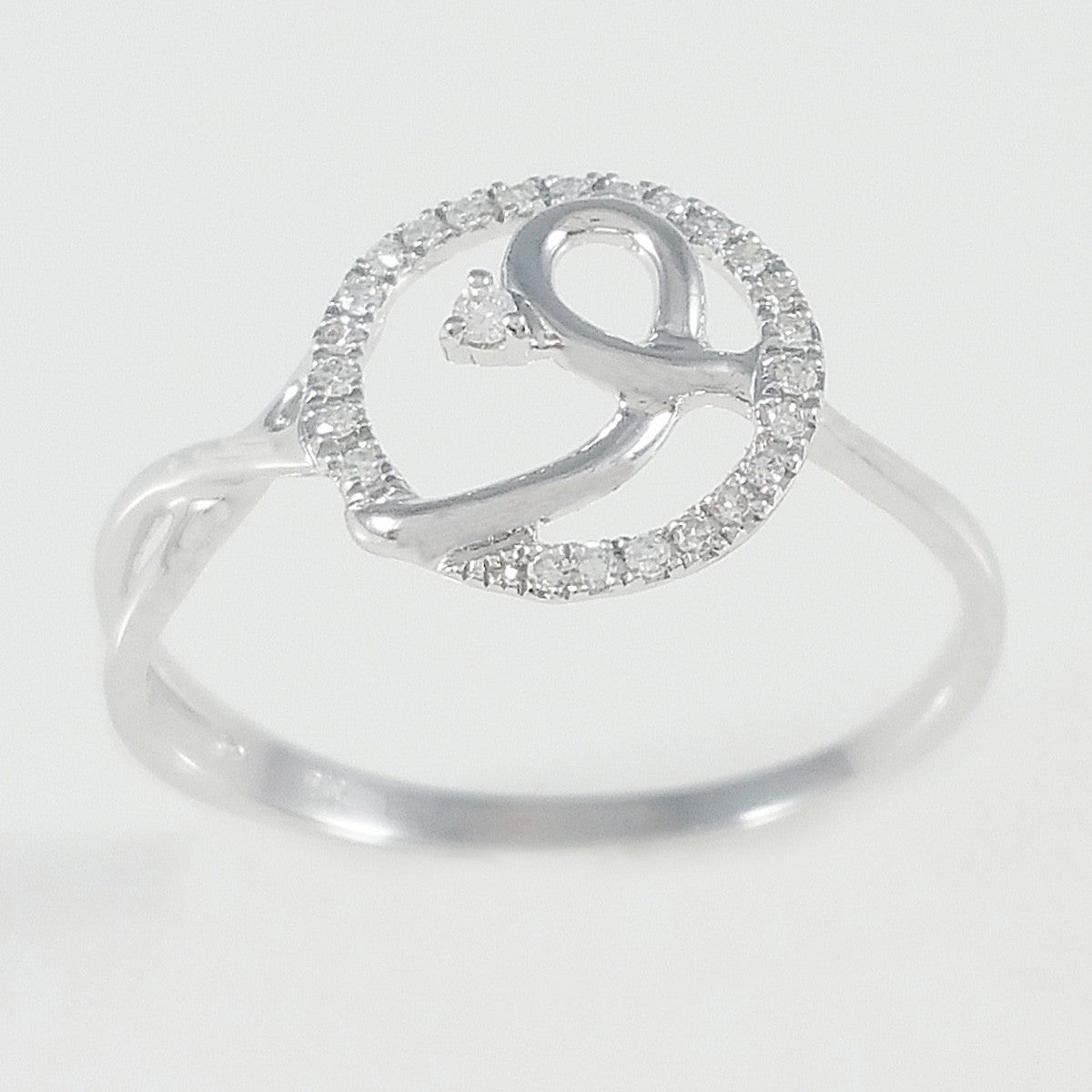 9K SOLID WHITE GOLD NATURAL DIAMOND HALO RING WITH 25 DIAMONDS.