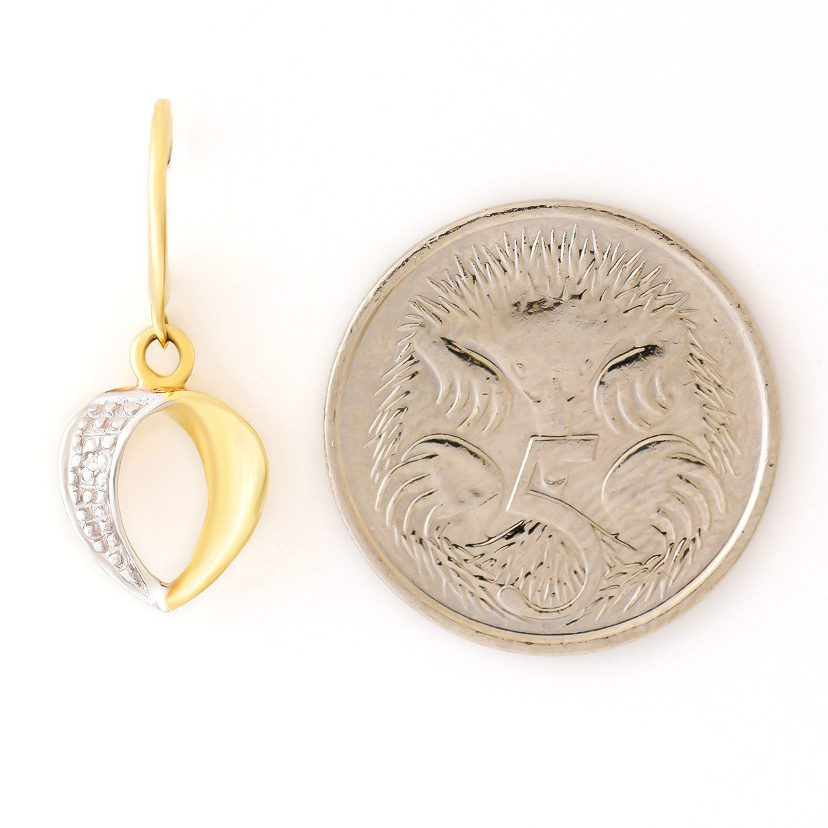 9K SOLID YELLOW GOLD HOOK EARRINGS WITH DIAMOND ACCENTS.