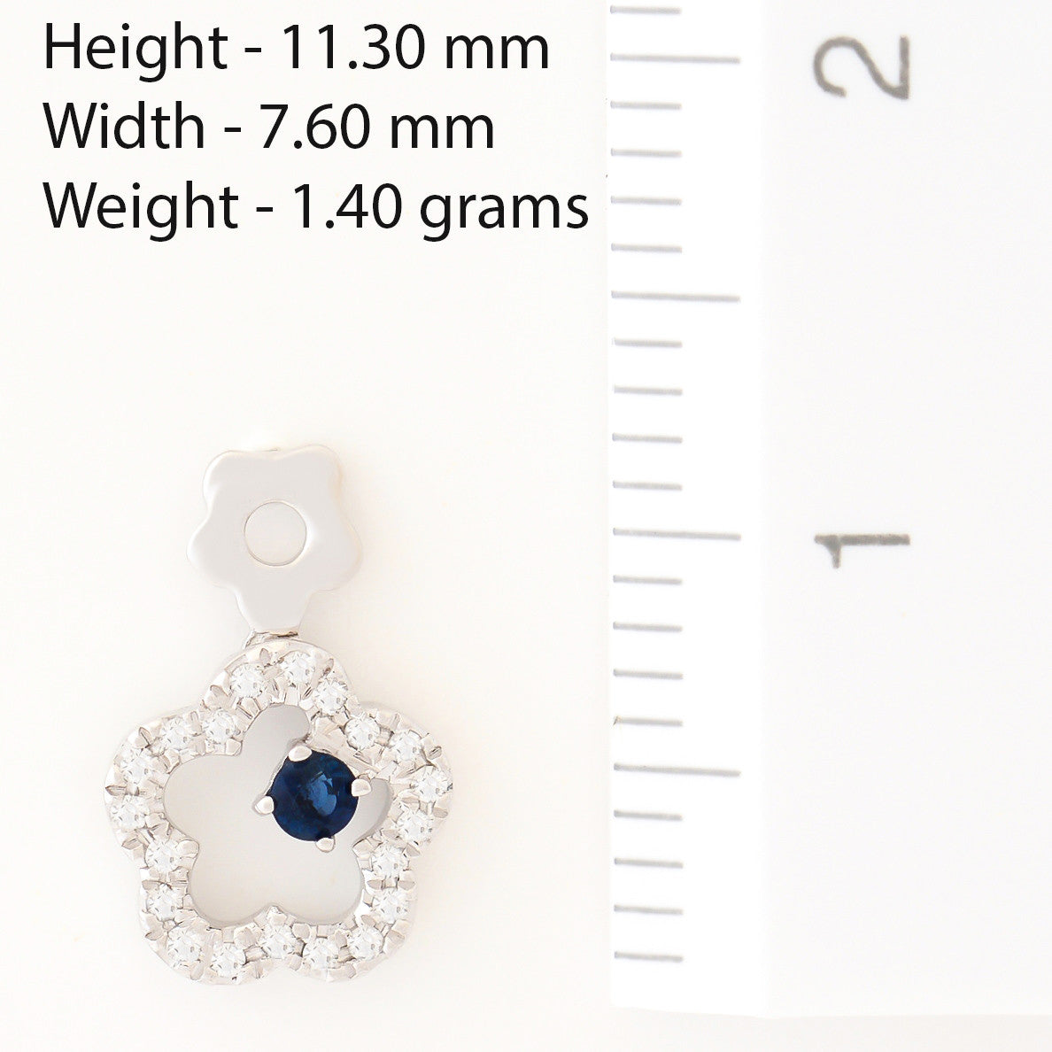9K SOLID WHITE GOLD FLORAL INSPIRED NATURAL SAPPHIRE EARRINGS WITH 40 DIAMONDS.