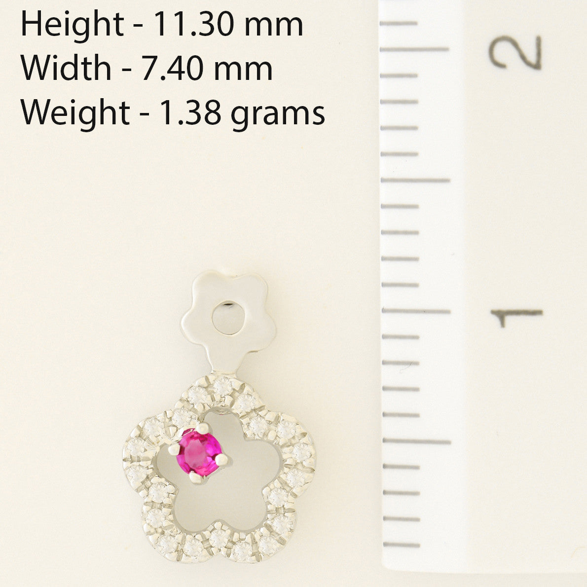 9K SOLID WHITE GOLD FLORAL INSPIRED NATURAL RUBY EARRINGS WITH 40 DIAMONDS.