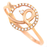 9K SOLID ROSE GOLD NATURAL DIAMOND HALO RING WITH 25 DIAMONDS.
