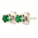 9K SOLID WHITE GOLD 0.30CT NATURAL EMERALD CLASSIC STUD EARRINGS.