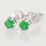 9K SOLID WHITE GOLD 0.30CT NATURAL EMERALD CLASSIC STUD EARRINGS.