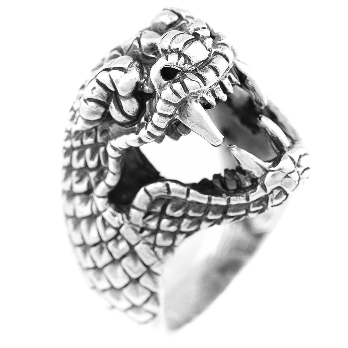 MEN'S GENUINE 925 STERLING SILVER COBRA SNAKE RING. LARGE HEAVY + IMPRESSIVE.