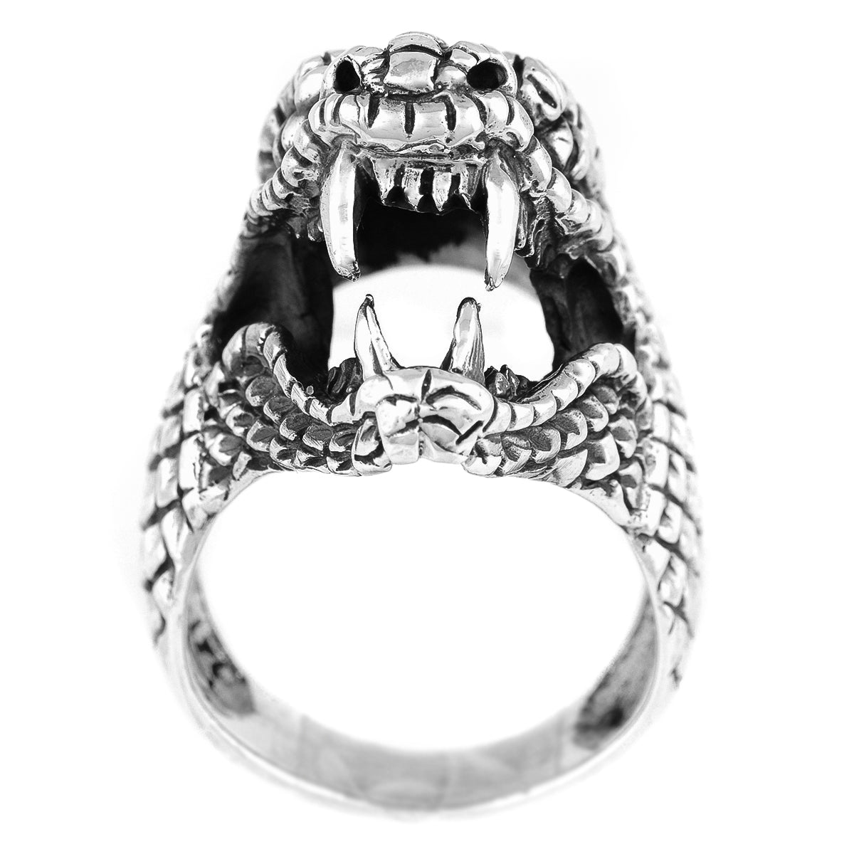MEN'S GENUINE 925 STERLING SILVER COBRA SNAKE RING. LARGE HEAVY + IMPRESSIVE.