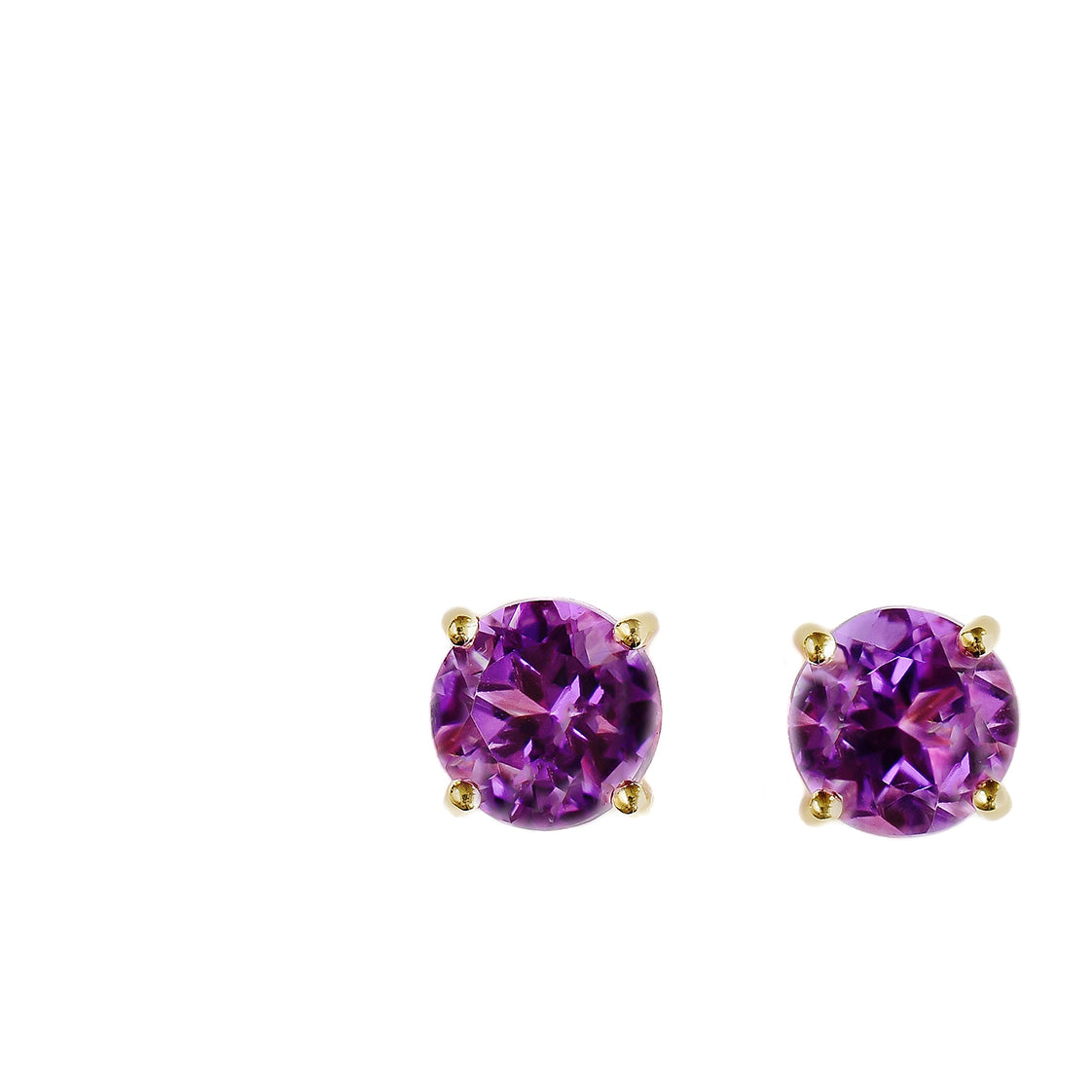 9K SOLID GOLD 1.20CT NATURAL PURPLE AMETHYST STUD EARRINGS.