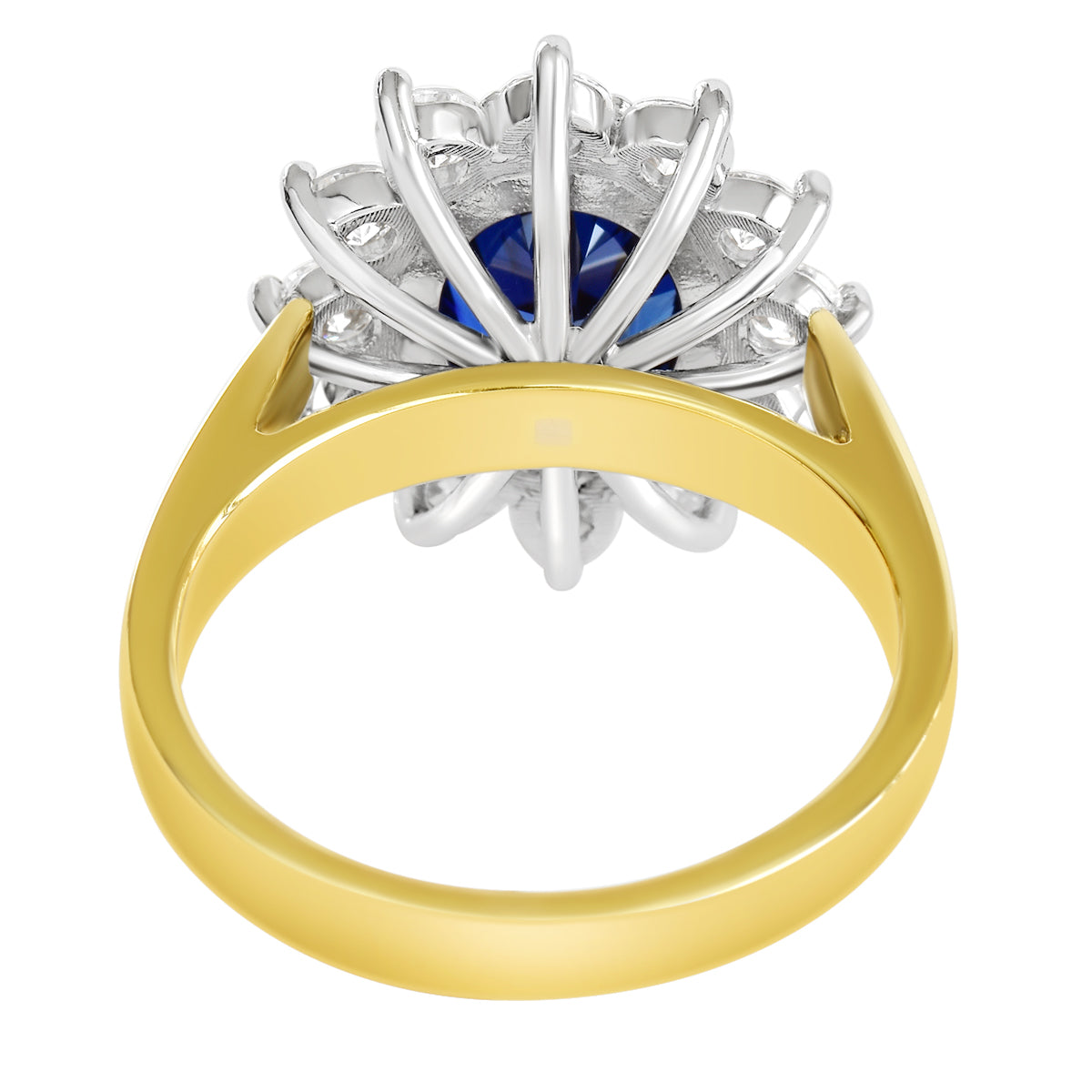 18K SOLID GOLD 2.35CT NATURAL AUSTRALIAN SAPPHIRE RING WITH 12 VS/G DIAMONDS.