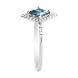9K SOLID WHITE GOLD FINEST 0.50CT LONDON BLUE TOPAZ WITH 34 DIAMONDS.