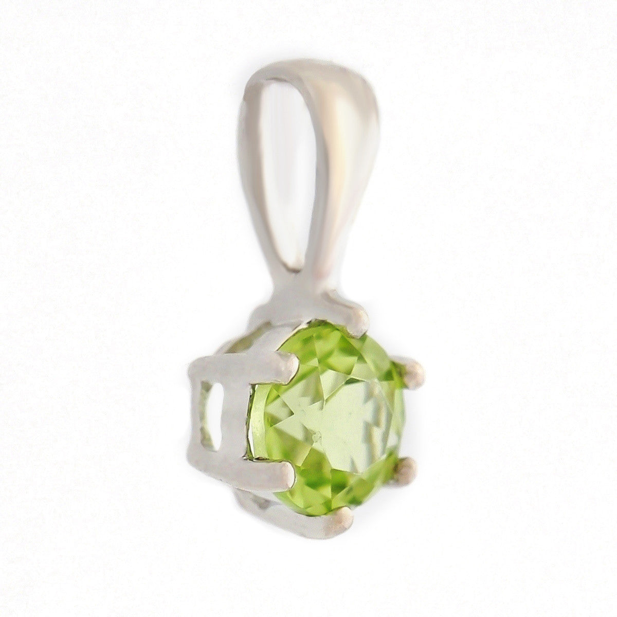 9K SOLID WHITE GOLD 0.30CT NATURAL PERIDOT PETITE PENDANT.