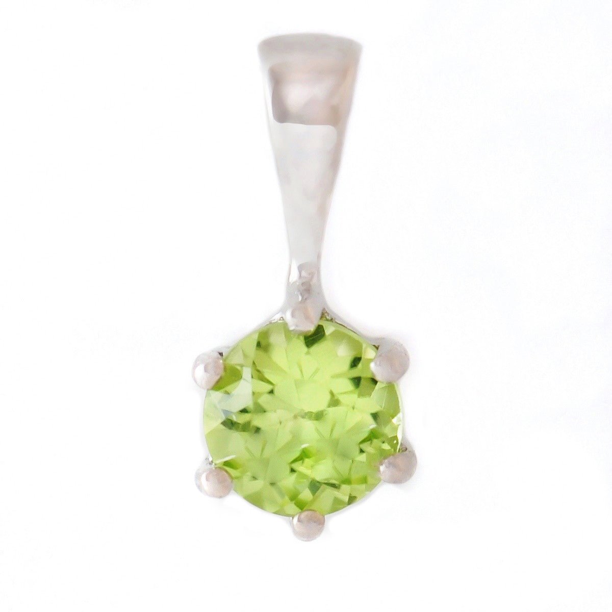 9K SOLID WHITE GOLD 0.30CT NATURAL PERIDOT PETITE PENDANT.