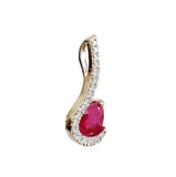 9K SOLID WHITE GOLD 0.40CT NATURAL RUBY PENDANT WITH EIGHTEEN DIAMONDS.