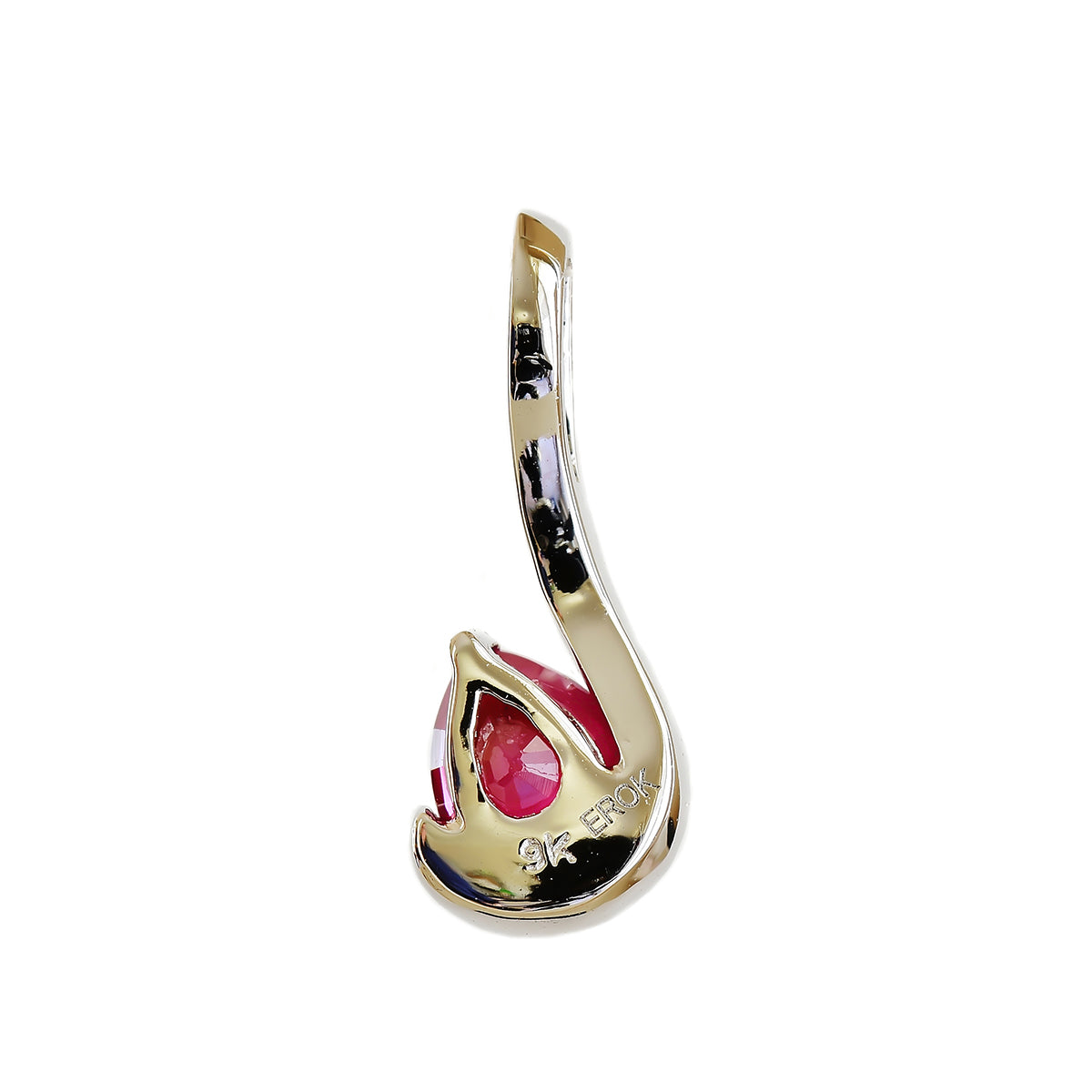 9K SOLID WHITE GOLD 0.40CT NATURAL RUBY PENDANT WITH EIGHTEEN DIAMONDS.