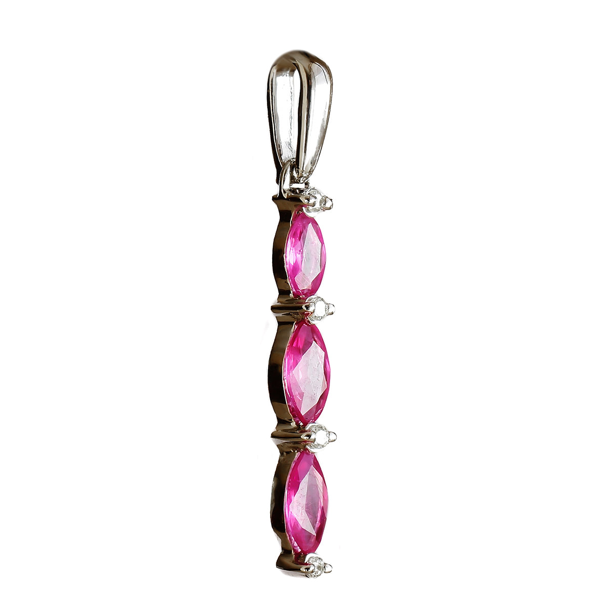 9K SOLID WHITE GOLD 0.45CT NATURAL RUBY PENDANT WITH FOUR DIAMONDS.