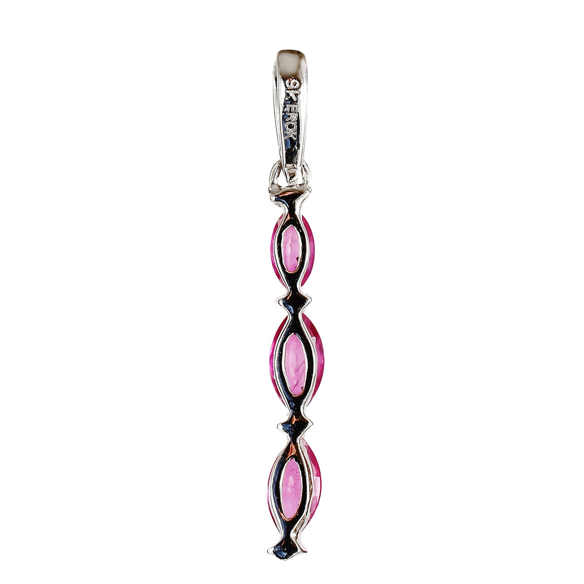 9K SOLID WHITE GOLD 0.45CT NATURAL RUBY PENDANT WITH FOUR DIAMONDS.
