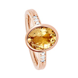 18K SOLID ROSE GOLD 2.30CT NATURAL OVAL PEACH MORGANITE RING WITH 6 VS/G DIAMONDS.