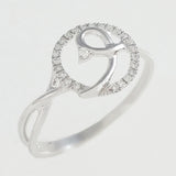 9K SOLID WHITE GOLD NATURAL DIAMOND HALO RING WITH 25 DIAMONDS.