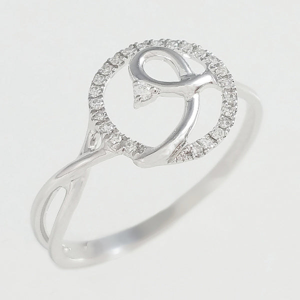9K SOLID WHITE GOLD NATURAL DIAMOND HALO RING WITH 25 DIAMONDS.