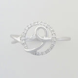 9K SOLID WHITE GOLD NATURAL DIAMOND HALO RING WITH 25 DIAMONDS.
