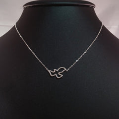 925 STERLING SILVER NECKLACE WITH DOVE PENDANT SET IN SPARKLING CRYSTALS.