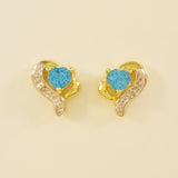 9K SOLID GOLD 0.45CT SWISS BLUE TOPAZ AND DIAMOND STUD EARRINGS.