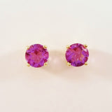 9K SOLID GOLD 0.91CT NATURAL PURPLE AMETHYST STUD EARRINGS.