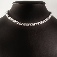 MEN'S 47 CM GENUINE STERLING SILVER ROPE LINK CHAIN CHOKER NECKLACE.