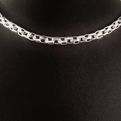 MEN'S 47 CM GENUINE STERLING SILVER ROPE LINK CHAIN CHOKER NECKLACE.