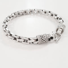 925 HANDMADE STERLING SILVER ROPE LINK CHAIN MEN'S BRACELET 6.80MM.