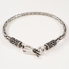 925 HANDMADE STERLING SILVER ROPE LINK CHAIN MEN'S BRACELET 3.00MM.