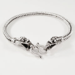 925 HANDMADE DRAGON HEAD STERLING SILVER ROPE LINK CHAIN MEN'S BRACELET 3.50MM.