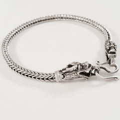 925 HANDMADE DRAGON HEAD STERLING SILVER ROPE LINK CHAIN MEN'S BRACELET 3.50MM.